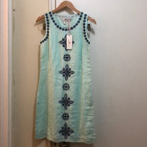 Vineyard Vines size 00 NWT Linen dress aquamarine